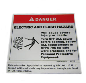 Eaton 69B1003H01 Arc Flash Hazard Label Eaton 69B1003H01