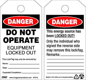 Abus 70100 5.75"H x 3'W "Do Not Operate" Zing Lockout Tag  Abus 70100