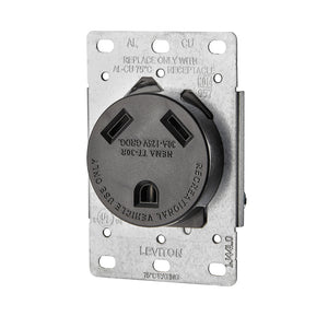 Leviton 7313-S00 30 Amp Flush Mount Receptacle, 125V, TT-30R, Grounding Leviton 7313-S00