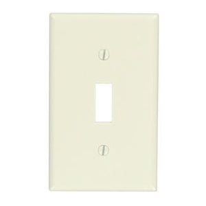 Leviton 78001 Toggle Switch Wallplate, 1-Gang, Thermoset, Lt. Almond Leviton 78001