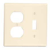 Leviton 78005 Comb. Wallplate, 2-Gang, Toggle/Duplex, Themoset, Lt Almond Leviton 78005