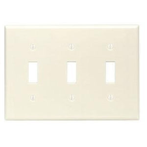 Leviton 78011 Toggle Switch Wallplate, 3-Gang, Thermoset, Lt. Almond Leviton 78011