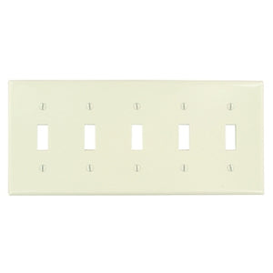 Leviton 78023 Toggle Switch Wallplate, 5-Gang, Thermoset, Lt. Almond Leviton 78023