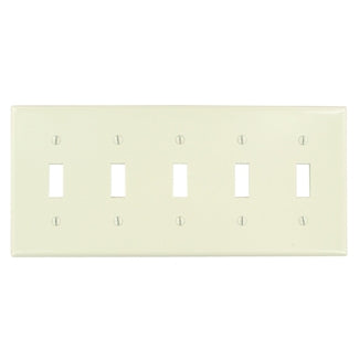 Leviton 78023 Toggle Switch Wallplate, 5-Gang, Thermoset, Lt. Almond Leviton 78023