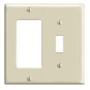 Leviton 80405-I Comb. Wallplate, 2-Gang, Toggle/Decora, Thermoset, Ivory, Standard Leviton 80405-I