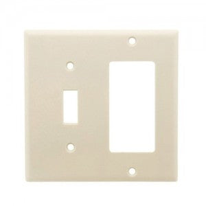 Leviton 80405-T Comb. Wallplate, 2-Gang, Toggle/Decora, Thermoset, Lt Almond Leviton 80405-T