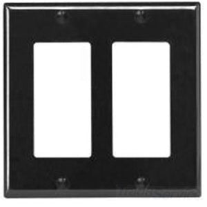 Leviton 80409-E Decora Wallplate, 2-Gang, Thermoset, Black Leviton 80409-E