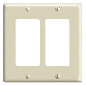 Leviton 80409-I Decora Wallplate, 2-Gang, Thermoset, Ivory Leviton 80409-I