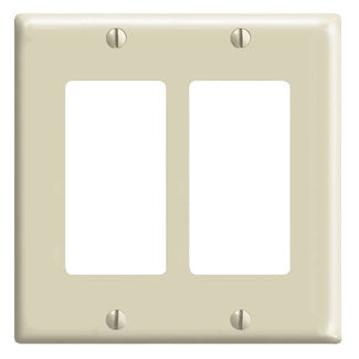 Leviton 80409-I Decora Wallplate, 2-Gang, Thermoset, Ivory Leviton 80409-I