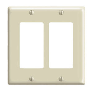 Leviton 80409-NI Decora Wallplate, 2-Gang, Nylon, Ivory Leviton 80409-NI