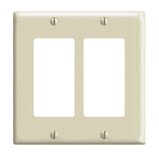 Leviton 80409-NI Decora Wallplate, 2-Gang, Nylon, Ivory Leviton 80409-NI