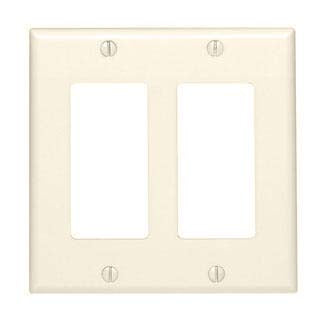 Leviton 80409-NT Decora Wallplate, 2-Gang, Nylon, Lt. Almond Leviton 80409-NT