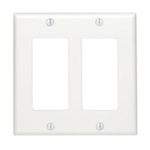 Leviton 80409-W Decora Wallplate, 2-Gang, Thermoset, White Leviton 80409-W