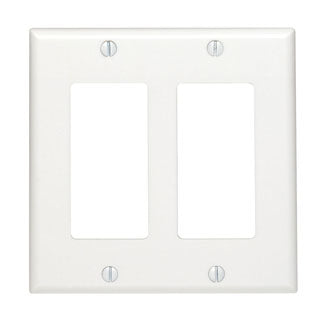 Leviton 80409-W Decora Wallplate, 2-Gang, Thermoset, White Leviton 80409-W