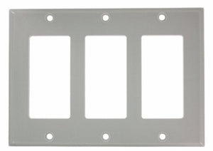 Leviton 80411-GY Decora Wallplate, 3-Gang, Thermoset, Gray Leviton 80411-GY