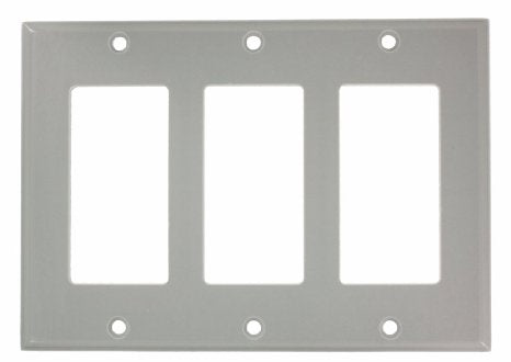 Leviton 80411-GY Decora Wallplate, 3-Gang, Thermoset, Gray Leviton 80411-GY