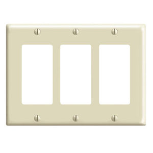 Leviton 80411-I Decora Wallplate, 3-Gang, Thermoset, Ivory Leviton 80411-I