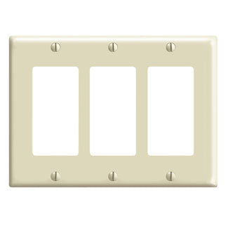 Leviton 80411-I Decora Wallplate, 3-Gang, Thermoset, Ivory Leviton 80411-I