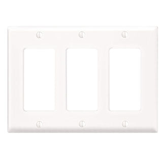Leviton 80411-NW Decora Wallplate, 3-Gang, Nylon, White Leviton 80411-NW