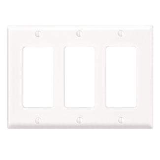 Leviton 80411-W Decora Wallplate, 3-Gang, Thermoset, White Leviton 80411-W