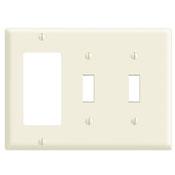 Leviton 80421-T Comb. Wallplate, 3-Gang, (2) Toggle, (1) Decora, Thermoset, Lt Almond Leviton 80421-T