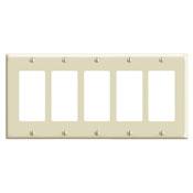 Leviton 80423-I Decora Wallplate, 5-Gang, Thermoset, Ivory Leviton 80423-I