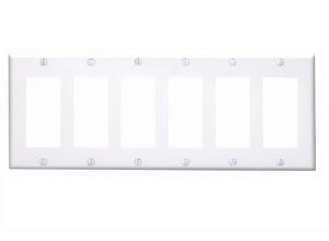 Leviton 80436-W Decora Wallplate, 6-Gang, Thermoset, White Leviton 80436-W