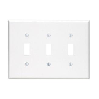 Leviton 80511-W Toggle Wallplate, 3-Gang, Thermoset, White, Midway Leviton 80511-W