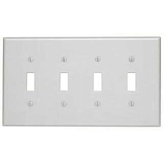 Leviton 80512-W Toggle Wallplate, 4-Gang, Thermoset, White, Midway Leviton 80512-W