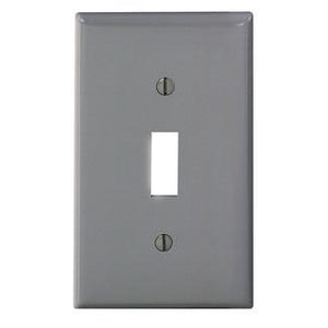 Leviton 80701-GY Toggle Switch Wallplate, 1-Gang, Nylon, Gray Leviton 80701-GY
