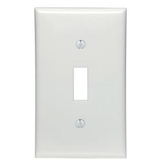Leviton 80701-W Toggle Switch Wallplate, 1-Gang, Nylon, White Leviton 80701-W