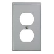 Leviton 80703-GY Duplex Receptacle Wallplate, 1-Gang, Nylon, Gray Leviton 80703-GY
