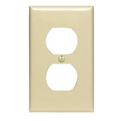 Leviton 80703-NT Duplex Receptacle Wallplate, 1-Gang, Nylon, Lt. Almond Leviton 80703-NT