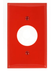 Leviton 80704-R 1-Gang Single Rcpt Wallplate, (1) 1.406" Hole, RD Nylon Leviton 80704-R