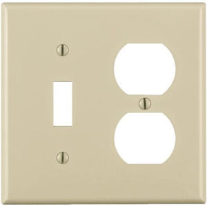 Leviton 80705-T Combo Wallplate, 2-Gang, Toggle/Duplex, Nylon, Lt Almond Standard Leviton 80705-T