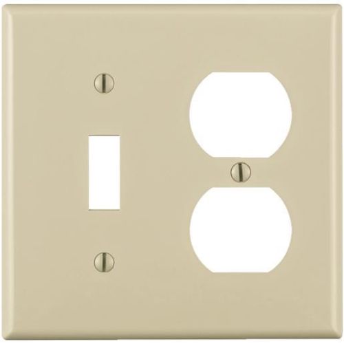 Leviton 80705-T Combo Wallplate, 2-Gang, Toggle/Duplex, Nylon, Lt Almond Standard Leviton 80705-T
