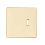 Leviton 80706-I Combo Wallplate, 2-Gang, Toggle/Blank, Nylon, Ivory, Standard Leviton 80706-I
