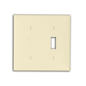 Leviton 80706-T Combo Wallplate, 2-Gang, Toggle/Blank, Nylon, Lt Almond, Standard Leviton 80706-T