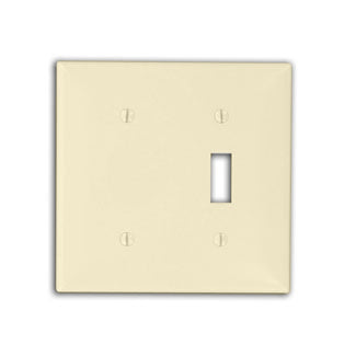 Leviton 80706-T Combo Wallplate, 2-Gang, Toggle/Blank, Nylon, Lt Almond, Standard Leviton 80706-T