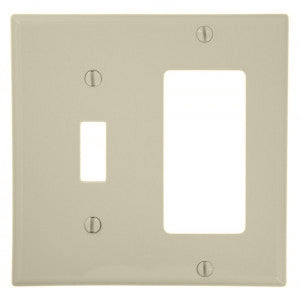 Leviton 80707-T Comb. Wallplate, 2-Gang, Toggle/Decora, Nylon, Lt Almond, Standard Leviton 80707-T