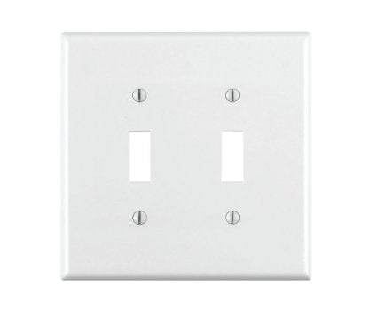 Leviton 80709-W Toggle Switch Wallplate, 2-Gang, Nylon, White Leviton 80709-W