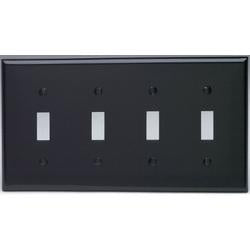 Leviton 80712-E Toggle Switch Wallplate, 4-Gang, Nylon, Black Leviton 80712-E