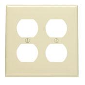 Leviton 80716-I Duplex Receptacle Wallplate, 2-Gang, Nylon, Ivory Leviton 80716-I