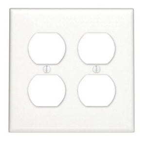 Leviton 80716-W Duplex Receptacle Wallplate, 2-Gang, Nylon, White Leviton 80716-W