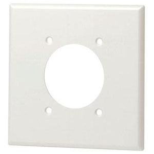 Leviton 80726-W 2-Gang Single Rcpt Wallplate, (1) 2.150" Hole, WH Nylon Leviton 80726-W