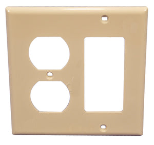 Leviton 80746-T Comb. Wallplate, 2-Gang, Duplex/Decora, Nylon, Lt Almond, Standard Leviton 80746-T