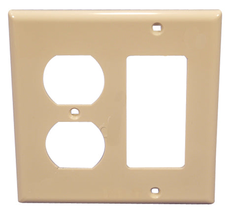 Leviton 80746-T Comb. Wallplate, 2-Gang, Duplex/Decora, Nylon, Lt Almond, Standard Leviton 80746-T
