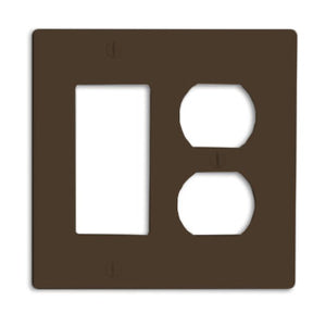 Leviton 80746 Comb. Wallplate, 2-Gang, Duplex/Decora, Nylon, Brown, Standard Leviton 80746