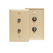 Leviton 80782-T Wall Plate, 2 x Coax/F Connector, 75 Ohm, 1-Gang, Light Almond Leviton 80782-T