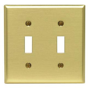 Leviton 81009 Toggle Switch Wallplate, 2-Gang, Brass Leviton 81009